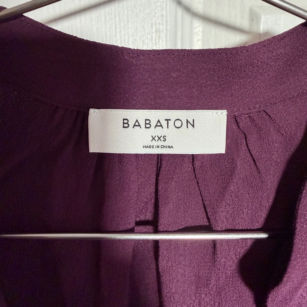 Babaton Bennett Dress XXS Plum Tie Waist 3/4 Sleeve NWT $168 - Picture 3 of 5